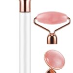 DANGSHAN 3-in-1 Electric Jade Roller 3D Roller Facial Roller & Face Massager, Rose Quartz