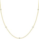 PAVOI 14K Gold Plated Station Necklace - Simulated Diamond Layering Necklaces - Womens CZ Chain