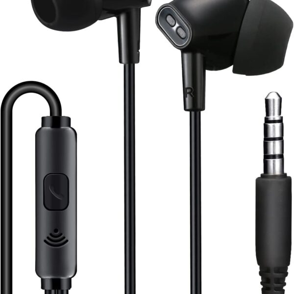 Aylaa Wired Earbuds Headphones for School with Microphone Noise Isolating Stereo Bass in-Ear Earphones for Smartphones, Tablets, Schools, Ipads, Multiuse - 3.5mm Plug in Audio Jack - Black