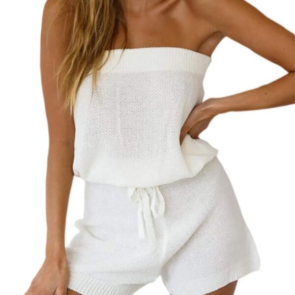 Chang Yun Womens Summer Jumpsuits Casual Loose Sleeveless Off Shoulder Elastic Waist Romper Loungewear Two Piece Outfits
