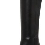 SOVANYOU Women's Faux Leather Tall Boots Fashion Square Toe Chunky Heel Knee High Boots with Side Zip