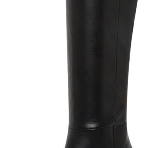 SOVANYOU Women's Faux Leather Tall Boots Fashion Square Toe Chunky Heel Knee High Boots with Side Zip