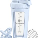 Paddi Glass Protein Shaker Bottle - Odorless, BPA Free, Leak-Proof - 24 OZ | Graduated Ideal Fitness, Milkshake and Smoothies
