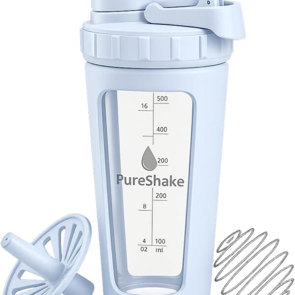 Paddi Glass Protein Shaker Bottle - Odorless, BPA Free, Leak-Proof - 24 OZ | Graduated Ideal Fitness, Milkshake and Smoothies