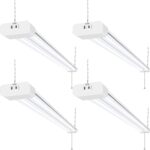 hykolity 4 Pack 4FT LED Shop Light, Linkable Utility Shop Lights, 42W, 5000K Daylight White Shop Light for Garages, Workshops,Hanging or FlushMount, Power Cord with Pull Chain Switch, ETL