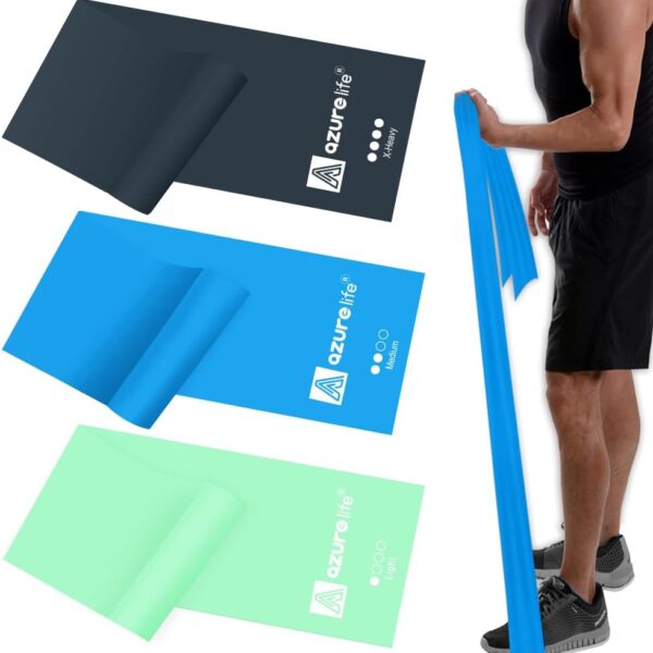 A AZURELIFE Resistance Bands,Professional Long Non-Latex Elastic Stretch Bands,Exercise Bands for Physical Therapy, Yoga, Pilates, Rehab, at-Home or The Gym Workouts, Strength Training
