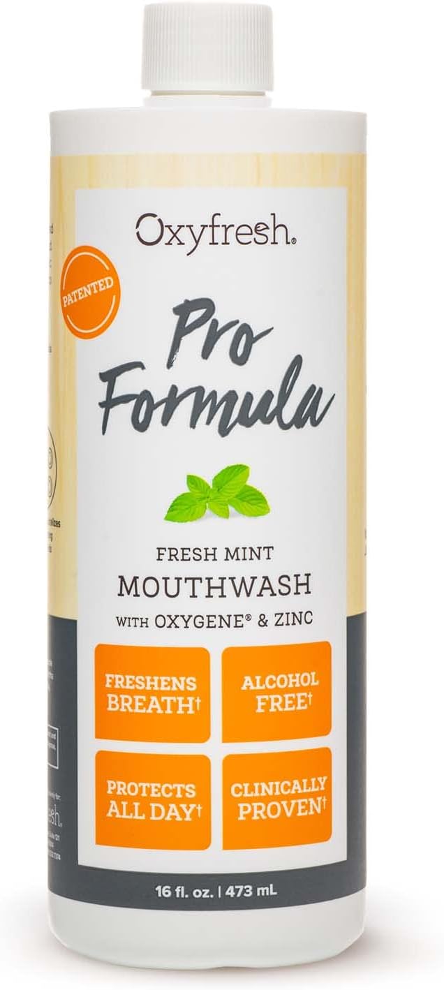 Oxyfresh Pro Formula Fresh Mint Mouthwash Patented Zinc Mouthrinse for Fresh Breath, Healthy Gums & Bad Breath Treatment for Adults - Dye, Fluoride & Alcohol Free (16 Fl Oz) Oxyfresh Pro Formula Fresh Mint Mouthwash Patented Zinc Mouthrinse for Fresh Breath, Healthy Gums & Bad Breath Treatment for Adults - Dye, Fluoride & Alcohol Free (16 Fl Oz)
