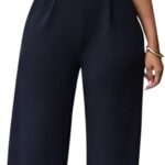 Pink Queen Jumpsuits for Women Dressy V Neck Sleeveless Wide Leg Long Pant Rompers Business Casual Outfits