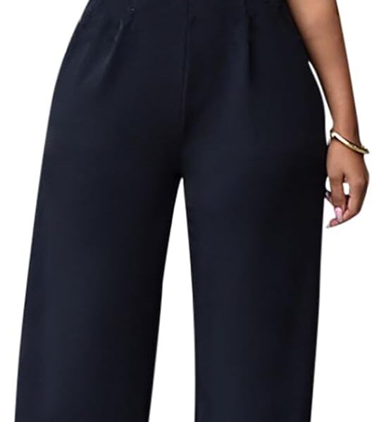 Pink Queen Jumpsuits for Women Dressy V Neck Sleeveless Wide Leg Long Pant Rompers Business Casual Outfits