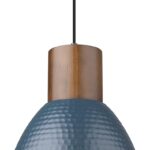 ELYONA Hammered Pendant Lights for Kitchen Island, 7 Small Solid Wood Hanging Light Fixtures, Adjustable Height Industrial Metal Pendant Light Fixtures for Bar Dining Room Bedroom Office, Modern Blue