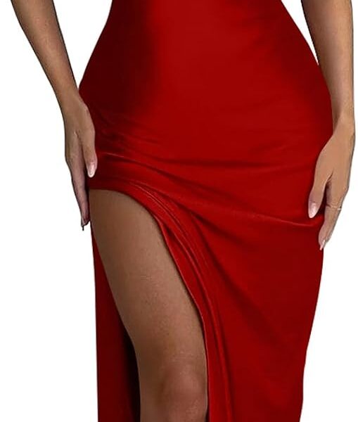 Memoriesea Women's Sexy High Split Sleeveless Backless Party Wedding Maxi Dress