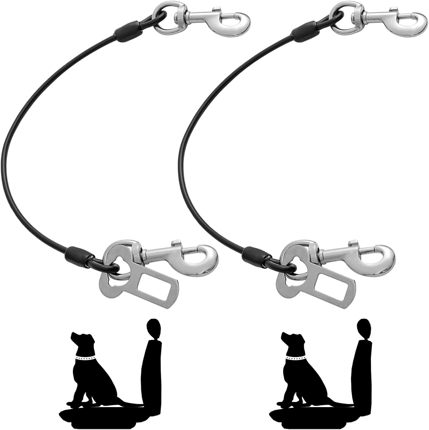 Dog Seat Belt Harness for Car,2pcs Dog Seatbelt of Coated Wire Leash Safety Restraint,No Chew Tether Cable Vehicle Dogs Accessories,Double Clips & Latch (2 Pack Black, 24 inch/60 CM) Dog Seat Belt Harness for Car,2pcs Dog Seatbelt of Coated Wire Leash Safety Restraint,No Chew Tether Cable Vehicle Dogs Accessories,Double Clips & Latch (2 Pack Black, 24 inch/60 CM)