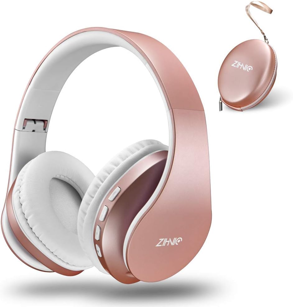 ZIHNIC Bluetooth Headphones Over-Ear, Foldable Wireless and Wired Stereo Headset Micro SD/TF, FM for Cell Phone,PC,Soft Earmuffs &Light Weight for Prolonged Wearing(Rose Gold) ZIHNIC Bluetooth Headphones Over-Ear, Foldable Wireless and Wired Stereo Headset Micro SD/TF, FM for Cell Phone,PC,Soft Earmuffs &Light Weight for Prolonged Wearing(Rose Gold)