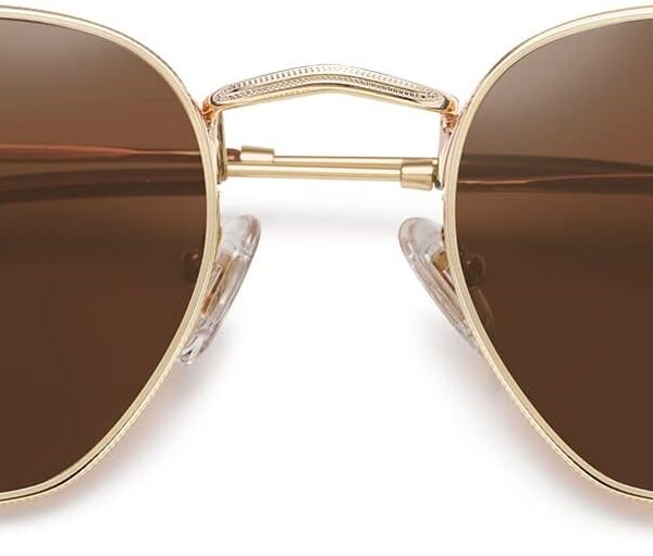 SOJOS Square Polarized Sunglasses Women Men Hexagonal Polygon SJ1072,Small | Light Metal Wire Frames and Temples,Adjustable Nose Pads.UV protection TAC Lenses,Ideal for Driving and All Sports