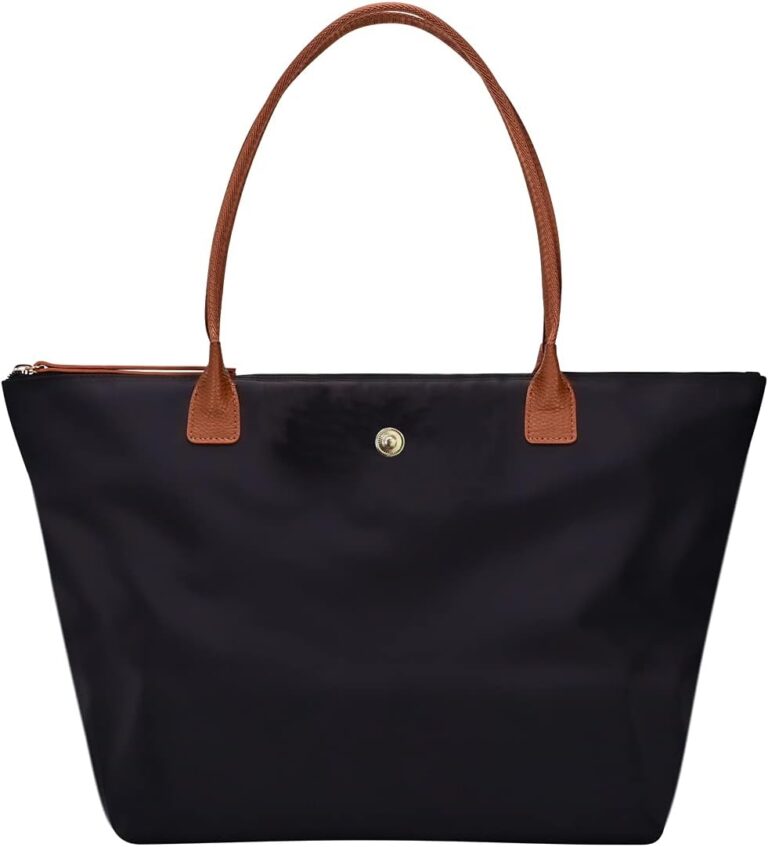 GM LIKKIE Shoulder Tote Bag for Women, Nylon Top-Handle Purse, Foldable Weekend Hobo Handbag (Black2)