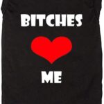 Dog Clothes Puppy T Shirt Vest Soft and Light-Weight for Small Large Dogs with 'Bitches Love ME' Slogan Prining Pet Apparel(Small,BC-Black01)