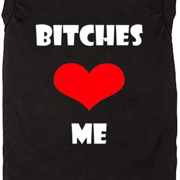 Dog Clothes Puppy T Shirt Vest Soft and Light-Weight for Small Large Dogs with 'Bitches Love ME' Slogan Prining Pet Apparel(Small,BC-Black01)