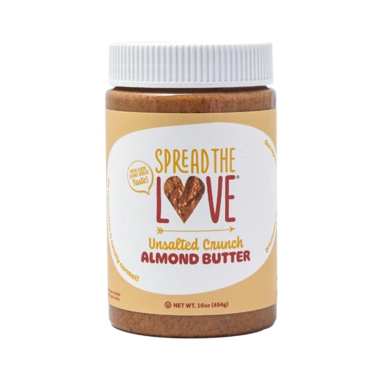 Spread The Love UNSALTED CRUNCH Almond Butter, 16 oz Jar, 1 Pack | All Natural, No Added Salt or Sugar, No Palm Fruit Oil, Not Pasteurized with PPO, Made in California
