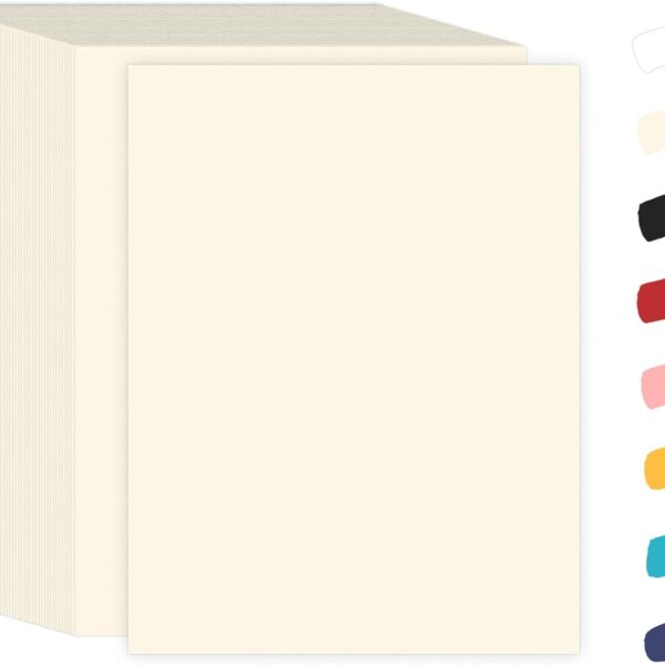 100 Sheets Cream Cardstock 8.5 x 11 Off White Card Stock,Goefun 65lb Ivory Paper Printer Paper for Cards Making, Office Printing, Wedding