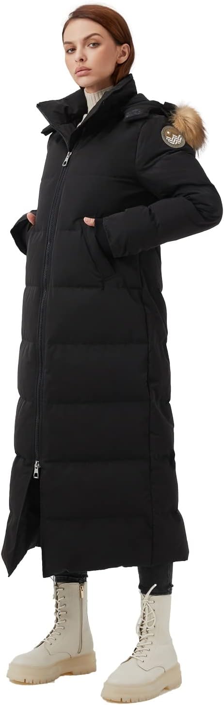 Fitouch Women's Waukee Long Down Coat Parka Jacket | 750+ Fill Power | Full-Length Fitouch Women's Waukee Long Down Coat Parka Jacket | 750+ Fill Power | Full-Length
