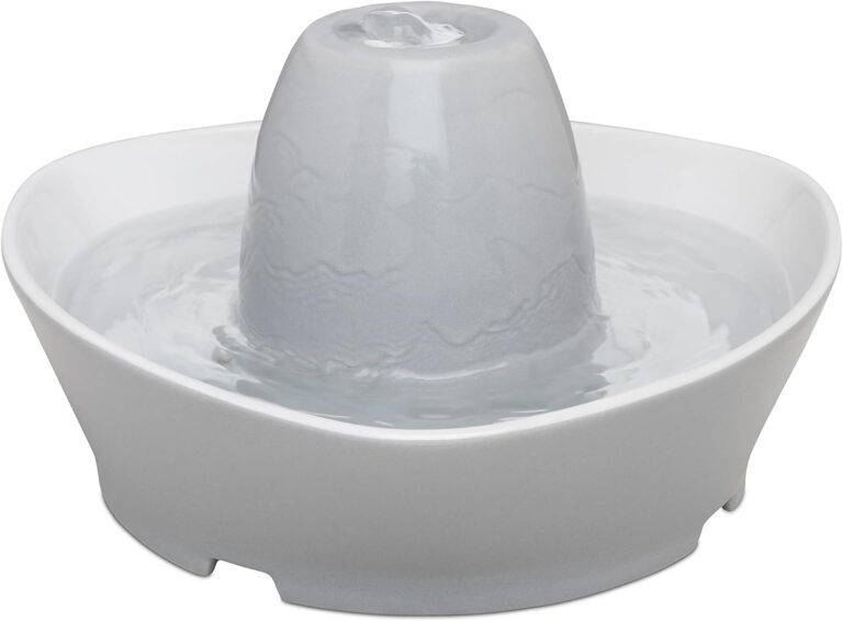 PetSafe Ceramic Pet Fountain  for Cats and Small Dogs  60 Oz Water Capacity  Whisper-Quiet Water Flow  Great for Shy or Timid Pets  Fresh, Filtered Water