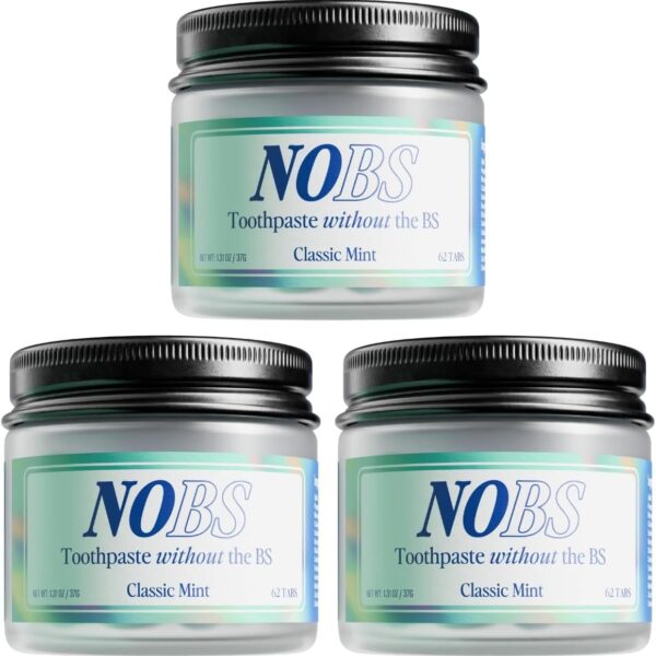 NOBS (No Bad Stuff) Toothpaste Tablets - Nano Hydroxyapatite, Fluoride & Plastic Free, Eco & Travel Friendly - Remineralize with NHA (1 Month)