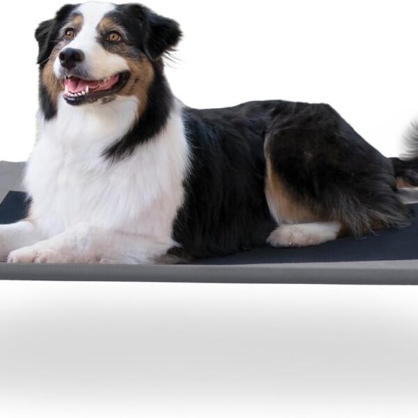 K&H Outdoor Elevated Dog Bed - Cooling Raised Dog Bed for Medium & Large Pets, Breathable Mesh Center Hammock Design, Indoor/Outdoor Washable Cover, Portable Metal Frame, Gray, Large 42x30in