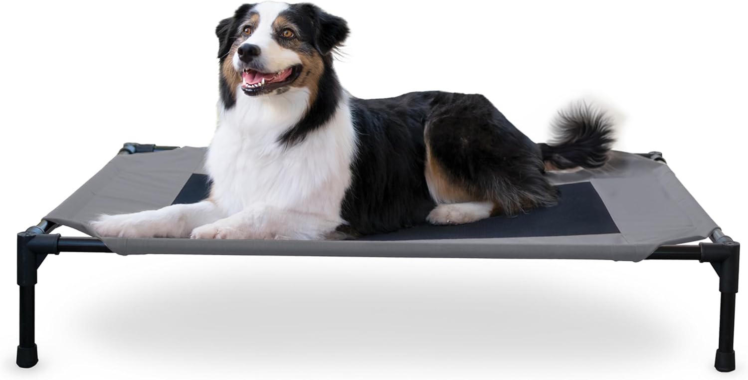 K&H Outdoor Elevated Dog Bed - Cooling Raised Dog Bed for Medium & Large Pets, Breathable Mesh Center Hammock Design, Indoor/Outdoor Washable Cover, Portable Metal Frame, Gray, Large 42x30in K&H Outdoor Elevated Dog Bed - Cooling Raised Dog Bed for Medium & Large Pets, Breathable Mesh Center Hammock Design, Indoor/Outdoor Washable Cover, Portable Metal Frame, Gray, Large 42x30in