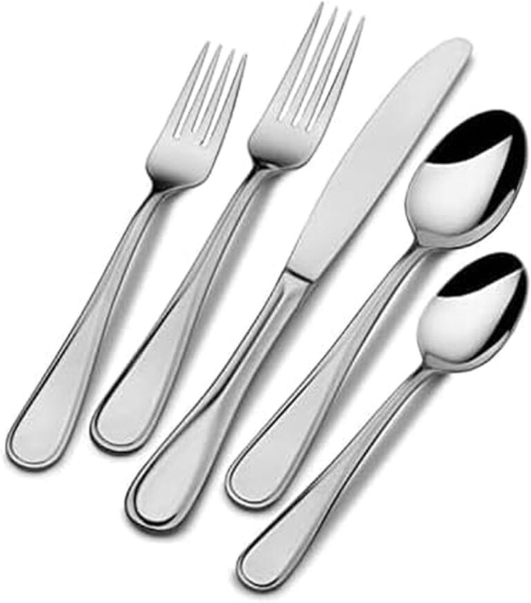 Mikasa Bravo 65-Piece Flatware Set, Service for 12, 18/10 Stainless Steel Silverware with Mirror Finish, Includes 5 Serving Utensils, Dishwasher Safe