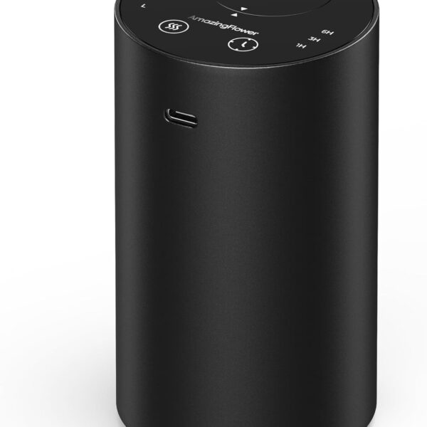 Waterless Essential Oil Diffuser, Rechargeable Scent Diffusers with 3 Mist Levels & Timers, Portable Aromatherapy Diffuser for Home Car Room Studio Office, Black Metal