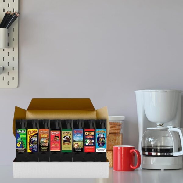 Around the World Coffee Gift Set  8 Bags -1.5 Ounce ea.  Travel Inspired Tasting Box  Enjoy A World Coffee Tour Gift Pack - Medium Roast