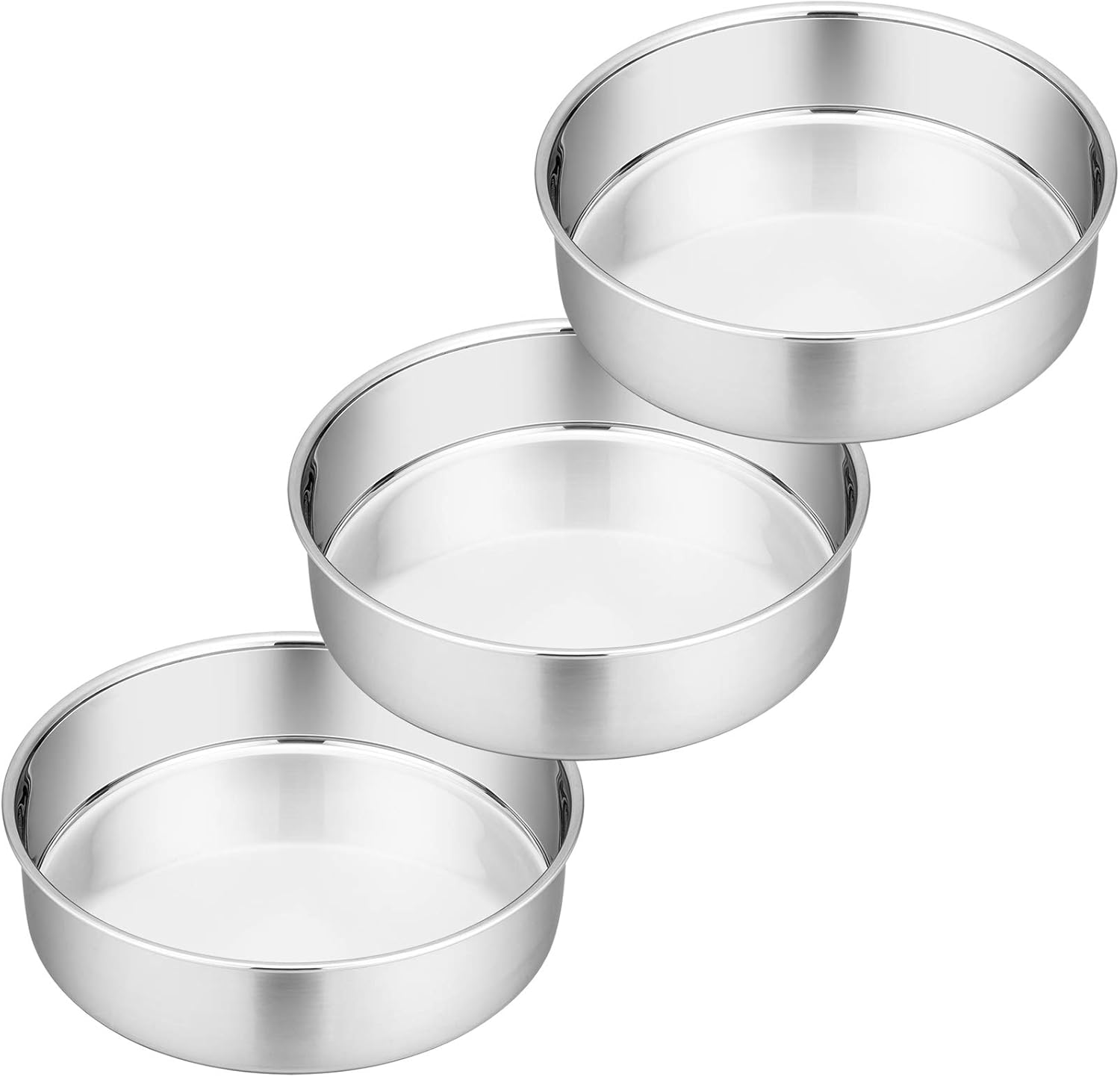 P&P CHEF 8 Inch Round Cake Pan Set of 3, Stainless Steel Round Baking Layer Pans Bakeware for Layer Birthday Cake, Fit Oven/Pots/Pressure Cooker, Leakproof & Dishwasher Safe, Silver P&P CHEF 8 Inch Round Cake Pan Set of 3, Stainless Steel Round Baking Layer Pans Bakeware for Layer Birthday Cake, Fit Oven/Pots/Pressure Cooker, Leakproof & Dishwasher Safe, Silver