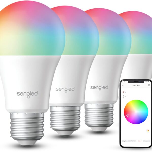Sengled Dual Mode Smart Light Bulbs with Remote & App Control, Color Changing Bulbs, RGBW LED Light Bulbs 2700K-6500K Dimmable, 60W, Local Group Control (4P No Remote, No Support Alexa & Google)