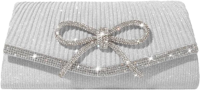 Trisapu Bow Evening Bag Sparkly Clutch Purses for Women Wedding Glitter Rhinestone Party Prom Purse Dressy Clutch Bags