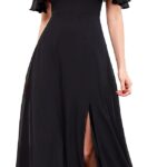 Ever-Pretty Women's Formal Dresses Off Shoulder Short Sleeve Split A-Line Floor Length Bridesmaid Dresses 0237