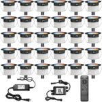 LED Deck Lights Kit, 30 Pack 1.22" Low Voltage WiFi Smart Recessed RGBW Deck Lighting with App/Voice Control, Waterproof IP67 In Ground Landscape Lighting for Outdoor Stairs Steps Floor Decor, Black