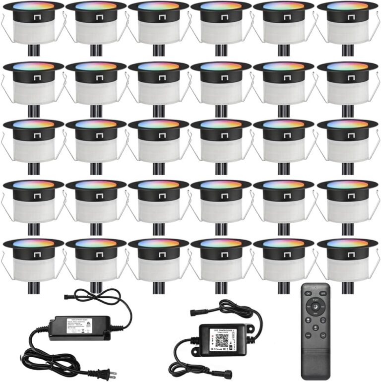 LED Deck Lights Kit, 30 Pack 1.22" Low Voltage WiFi Smart Recessed RGBW Deck Lighting with App/Voice Control, Waterproof IP67 In Ground Landscape Lighting for Outdoor Stairs Steps Floor Decor, Black