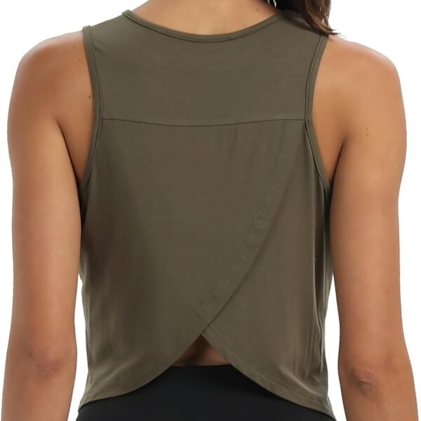 Mippo Workout Tops for Women Cropped Open Back Sleeveless Tank Tops Athletic Gym Yoga Shirts Loose Fit