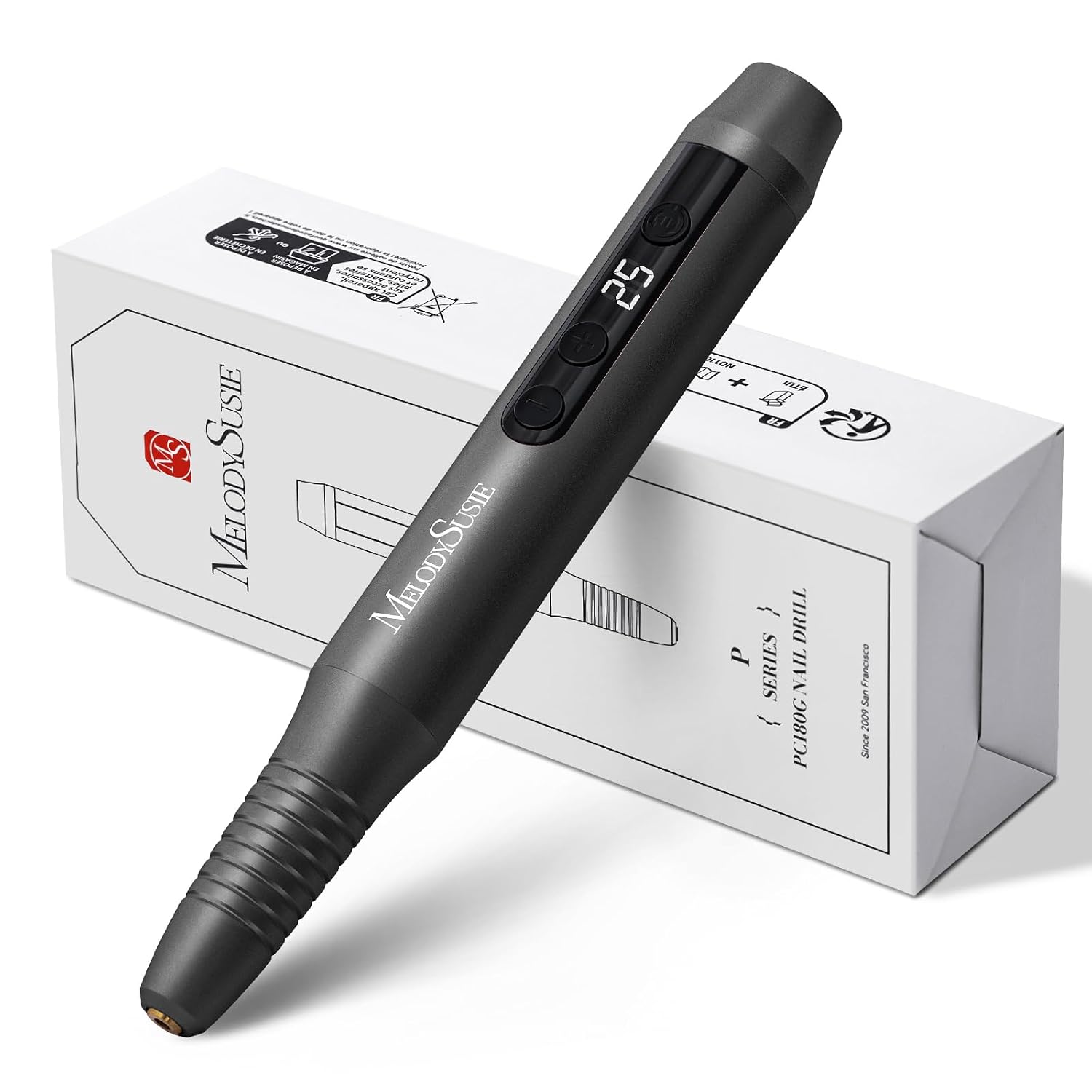 MelodySusie Pen-Shaped Portable Cordless Nail Drill,PC180G 25000RPM Rechargeable Electric File with LED Display for All Nail Care, Manicure Shaping & Acrylic Gel Removal for Nail Artists DIY at Home MelodySusie Pen-Shaped Portable Cordless Nail Drill,PC180G 25000RPM Rechargeable Electric File with LED Display for All Nail Care, Manicure Shaping & Acrylic Gel Removal for Nail Artists DIY at Home