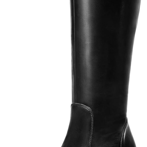 Choiran Knee High Boots for Women - Platform Chunky Square Toe Tall Boots with Block Heeled Side Zipper, Fashion Long Gogo Boots for Spring Fall