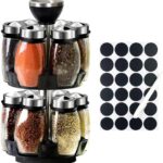 Revolving Spice Rack Organizer Countertop, Spinning Spice Storage Rack Tower Organizer with 12 Empty Jars, Rotating Spice Holder Shelf Seasoning Rack Shelf, Spice Seasoning Bottle Organizer