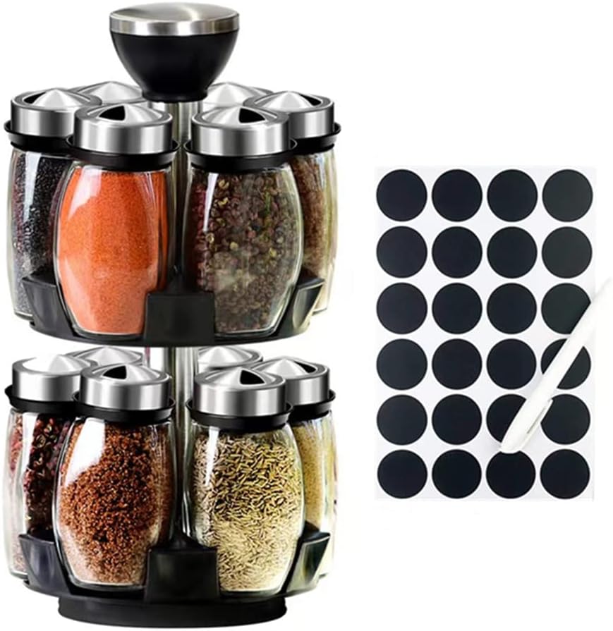 Revolving Spice Rack Organizer Countertop, Spinning Spice Storage Rack Tower Organizer with 12 Empty Jars, Rotating Spice Holder Shelf Seasoning Rack Shelf, Spice Seasoning Bottle Organizer Revolving Spice Rack Organizer Countertop, Spinning Spice Storage Rack Tower Organizer with 12 Empty Jars, Rotating Spice Holder Shelf Seasoning Rack Shelf, Spice Seasoning Bottle Organizer