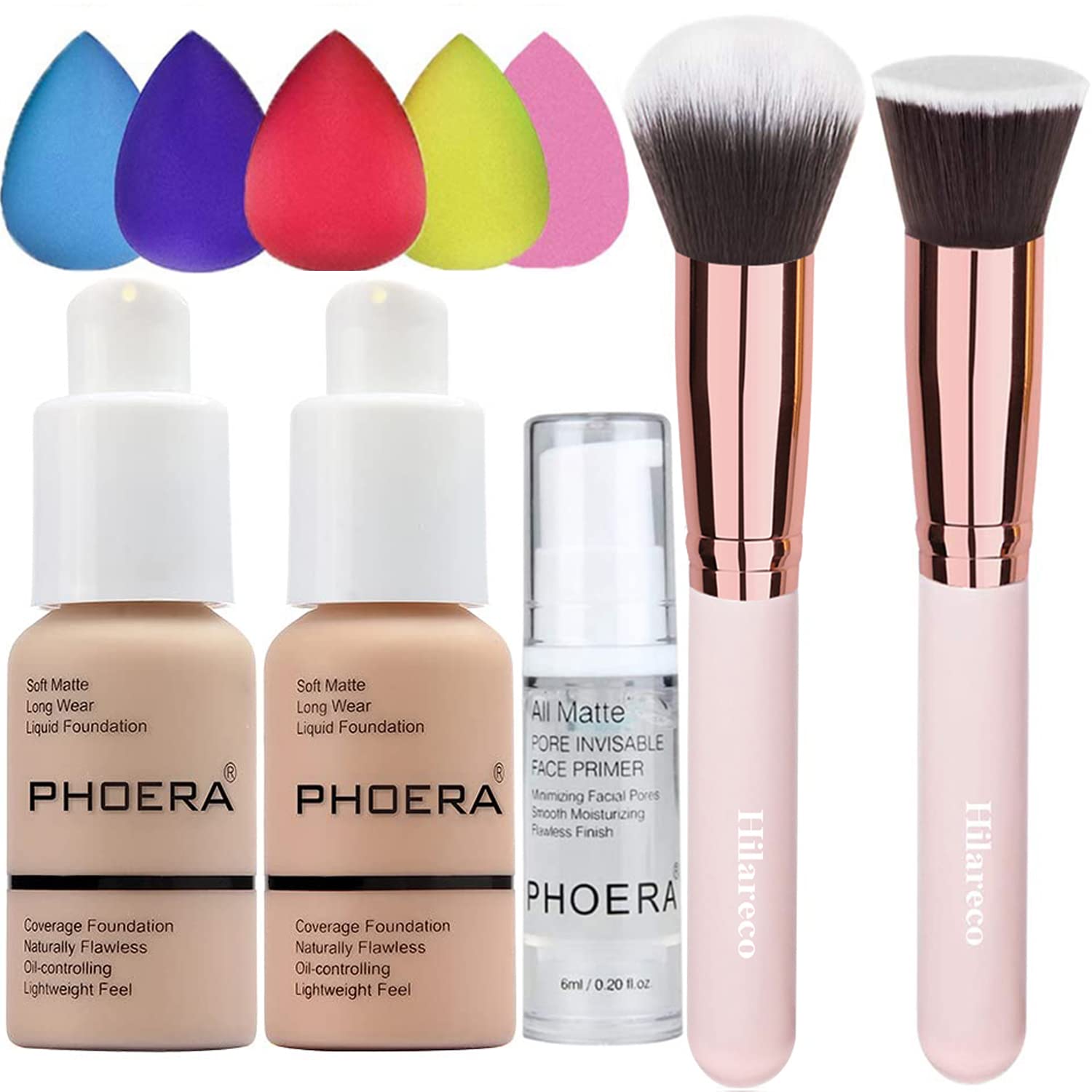 PHOERA Foundation 102 and 103 & Face Primer,Liquid Full Coverage Foundation Set,Foundation Brush Powder Brush,5 Makeup Sponge,30ml PHOERA 24HR Matte Oil Control Concealer (102 Nude + 103 Warm peach) PHOERA Foundation 102 and 103 & Face Primer,Liquid Full Coverage Foundation Set,Foundation Brush Powder Brush,5 Makeup Sponge,30ml PHOERA 24HR Matte Oil Control Concealer (102 Nude + 103 Warm peach)