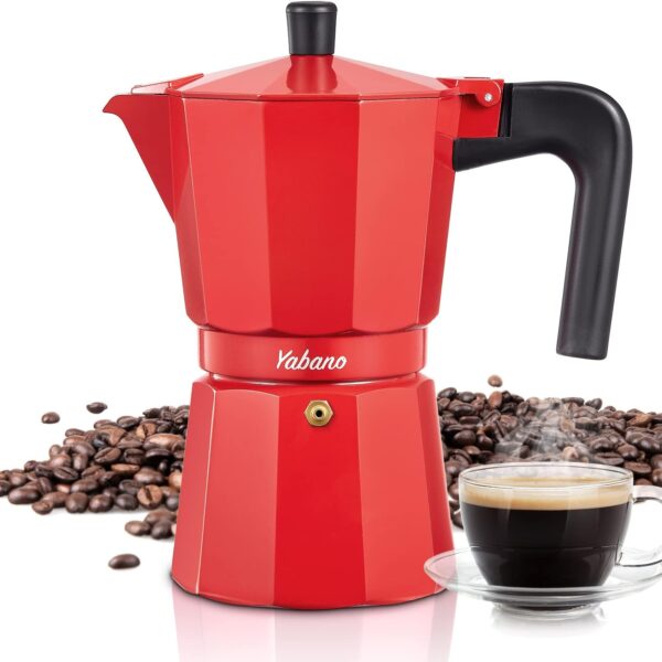 Yabano Stovetop Espresso Maker, 9 Cups Moka Coffee Pot Italian Espresso for Gas or Electric Ceramic Stovetop, Italian Coffee maker for Cappuccino or Latte