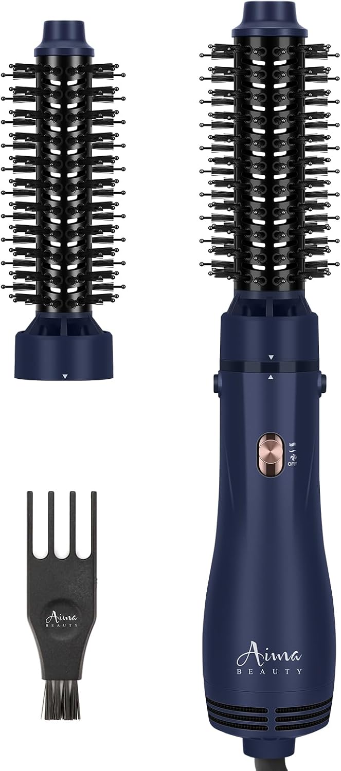 Hair Dryer Brush, Aima Beauty 4-in-1 Upgrade Hot Air Straightener Curler Function for Women, Hair Styling Tools, Prussian Blue-Round Hair Dryer Brush, Aima Beauty 4-in-1 Upgrade Hot Air Straightener Curler Function for Women, Hair Styling Tools, Prussian Blue-Round