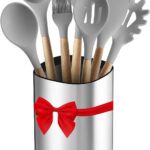 Laxinis World Stainless Steel Kitchen Utensil Holder, Kitchen Caddy, Large Utensil Organizer, Modern Rectangular Design, 6.1 by 5 Utensils Crock (utensils not included)