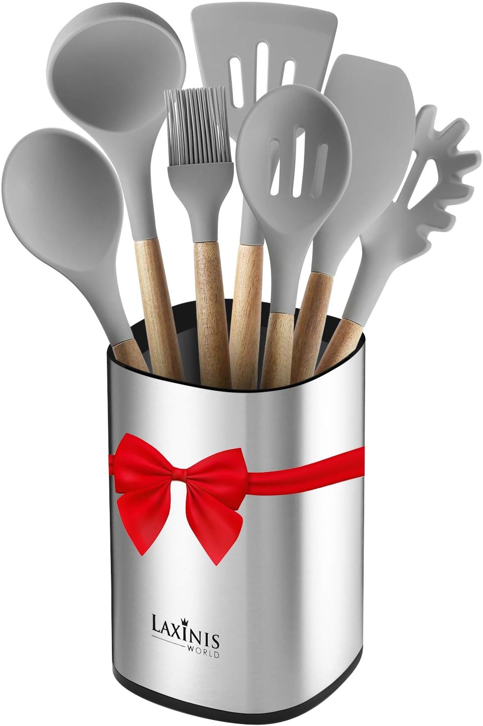 Laxinis World Stainless Steel Kitchen Utensil Holder, Kitchen Caddy, Large Utensil Organizer, Modern Rectangular Design, 6.1 by 5 Utensils Crock (utensils not included) Laxinis World Stainless Steel Kitchen Utensil Holder, Kitchen Caddy, Large Utensil Organizer, Modern Rectangular Design, 6.1 by 5 Utensils Crock (utensils not included)
