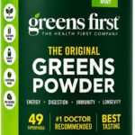 Greens First Original Greens Powder, Mint, 30 Servings | 49 Superfoods, Organic Fruits & Veggies, Prebiotics, Probiotics & Digestive Enzymes, Antioxidant Smoothie
