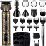 Scttomon Beard Trimmer Kit Professional Hair Clipper Zero Gapped T-Blade Electric Shaver Razor Nose Body Trimmer for Men Cordless Grooming Kit 7 in 1