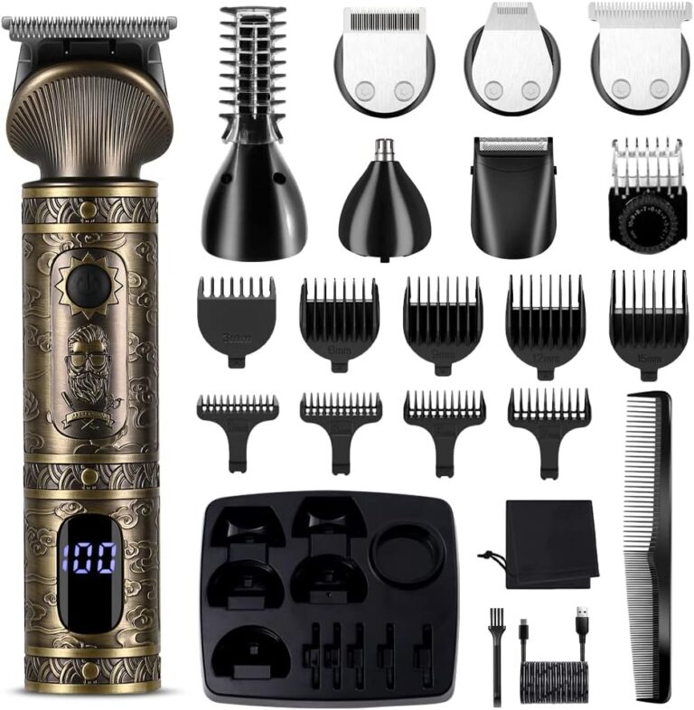 Scttomon Beard Trimmer Kit Professional Hair Clipper Zero Gapped T-Blade Electric Shaver Razor Nose Body Trimmer for Men Cordless Grooming Kit 7 in 1